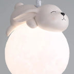 Lampada a sospensione per bambini a forma di coniglio e luna 3D dimmerabile per cameretta