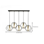 Suspension géométrique noire en métal de style industriel pour îlot de cuisine