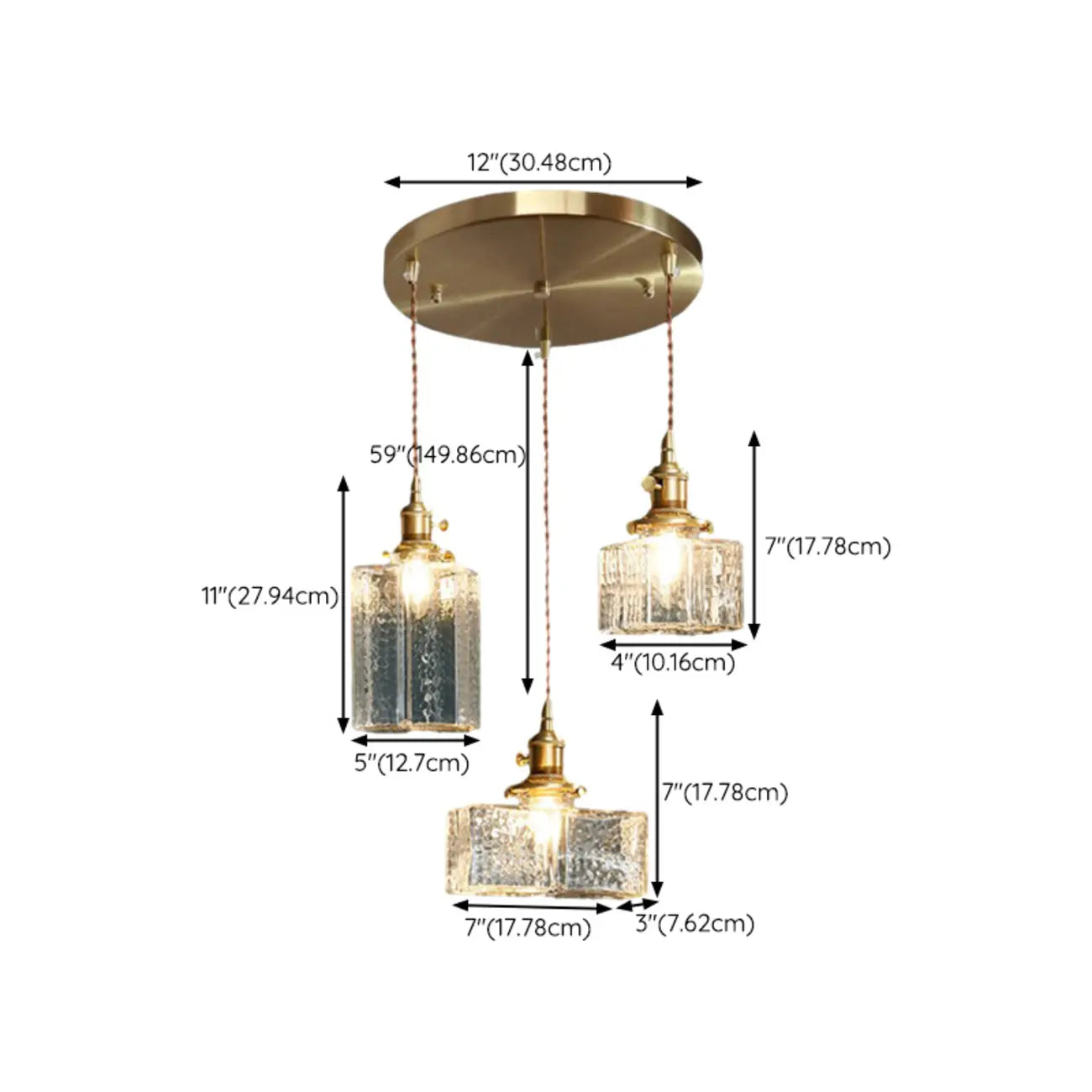 Suspension cubique moderne en verre transparent pour salon