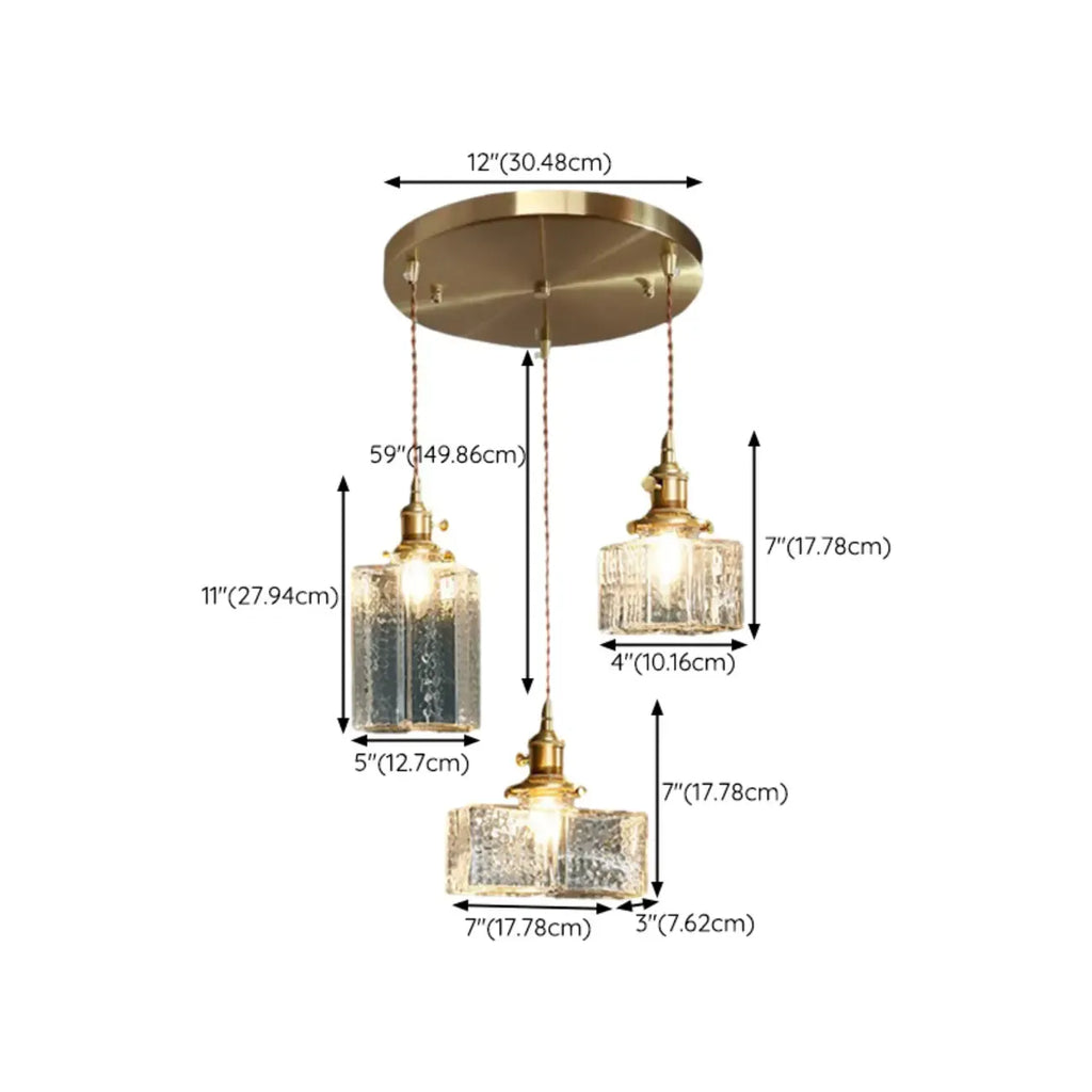 Suspension cubique moderne en verre transparent pour salon