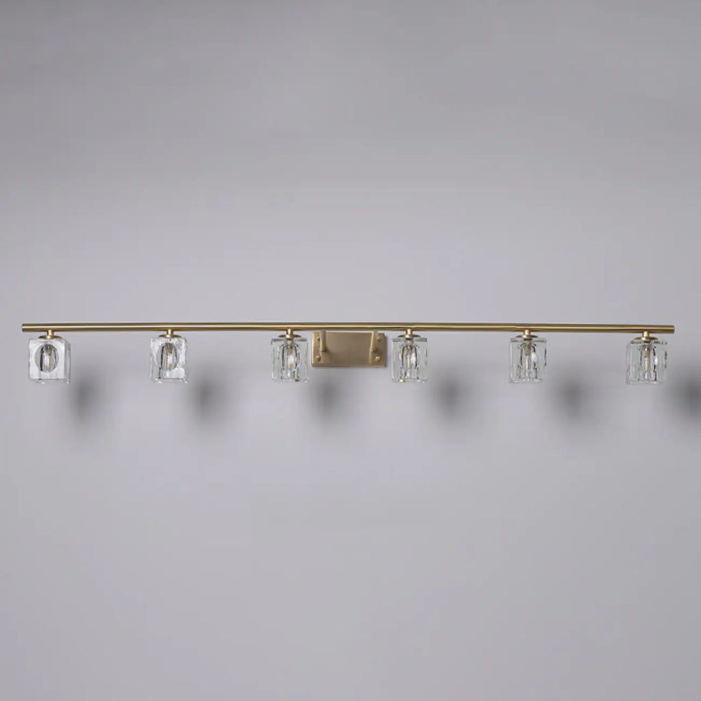 Applique murale moderne dorée pour salle de bain avec abat-jour en cristal transparent