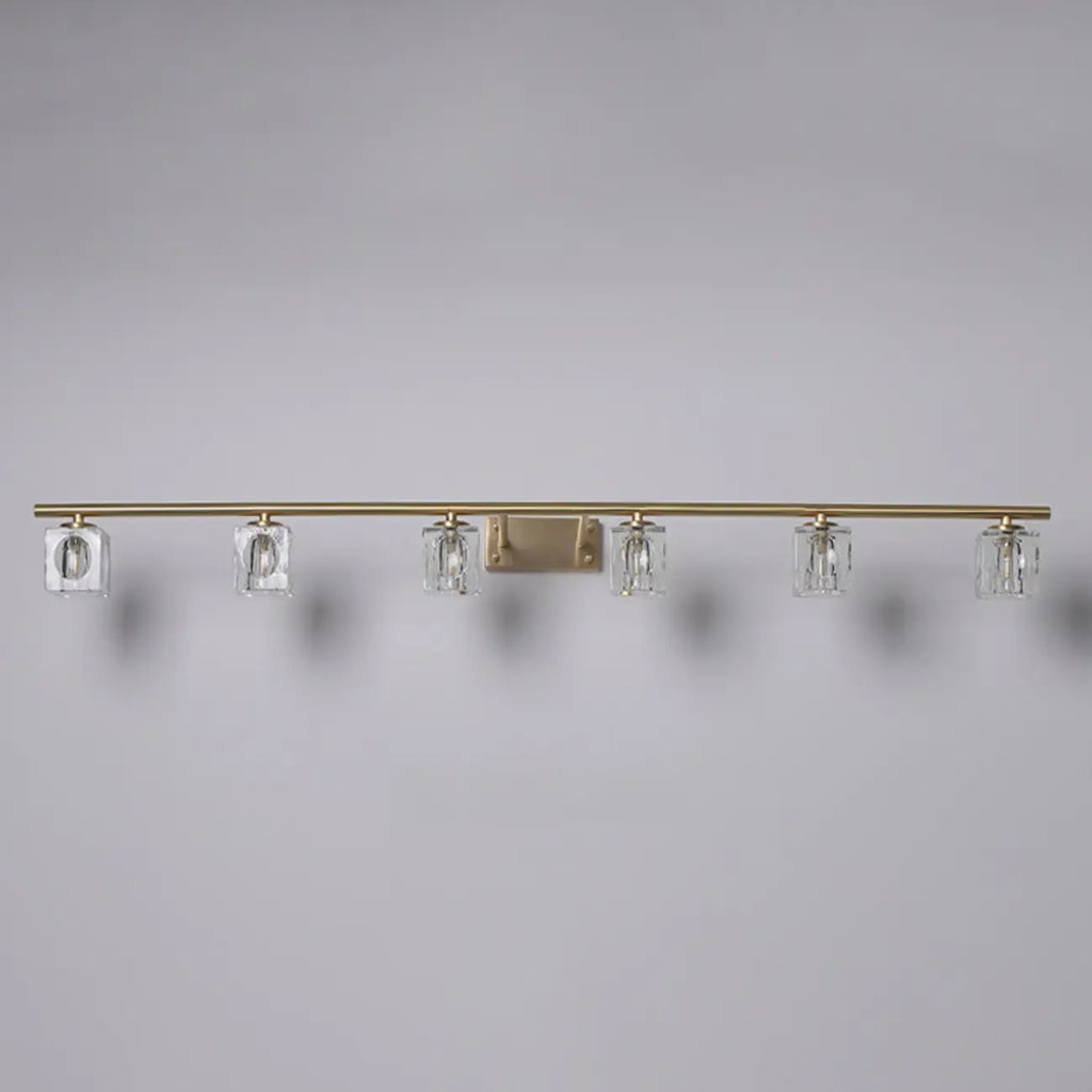 Applique murale moderne dorée pour salle de bain avec abat-jour en cristal transparent