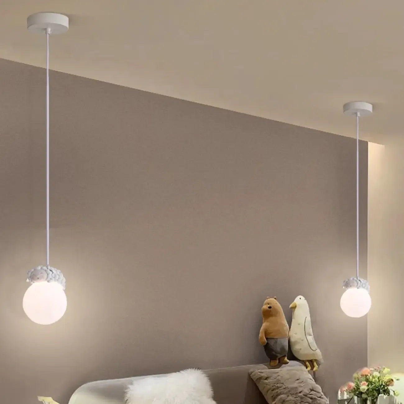 Lampada a sospensione per bambini a forma di coniglio e luna 3D dimmerabile per cameretta
