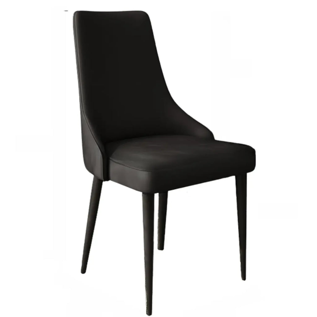 Chaise de salle à manger moderne sans accoudoirs, revêtue de similicuir et à dossier haut