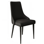 Chaise de salle à manger moderne sans accoudoirs, revêtue de similicuir et à dossier haut