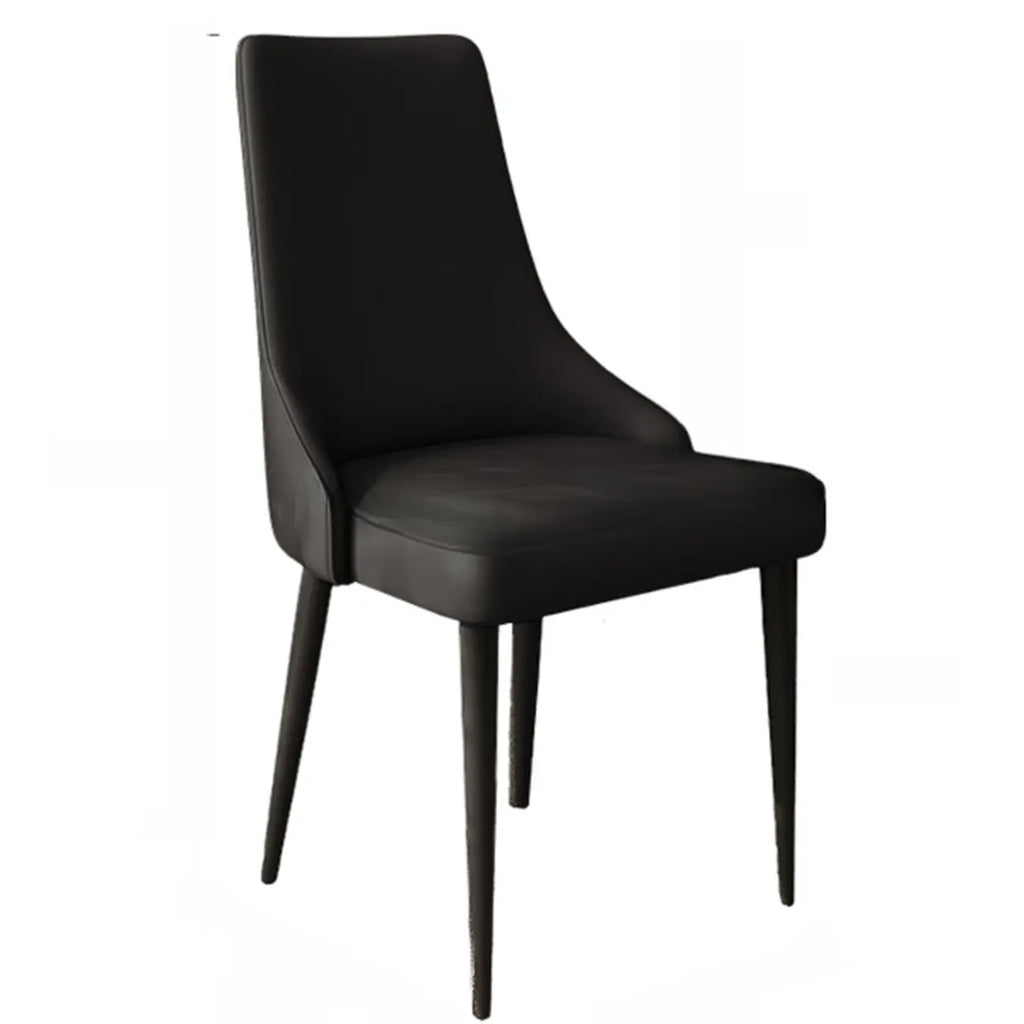 Chaise de salle à manger moderne sans accoudoirs, revêtue de similicuir et à dossier haut