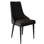Chaise de salle à manger moderne sans accoudoirs, revêtue de similicuir et à dossier haut