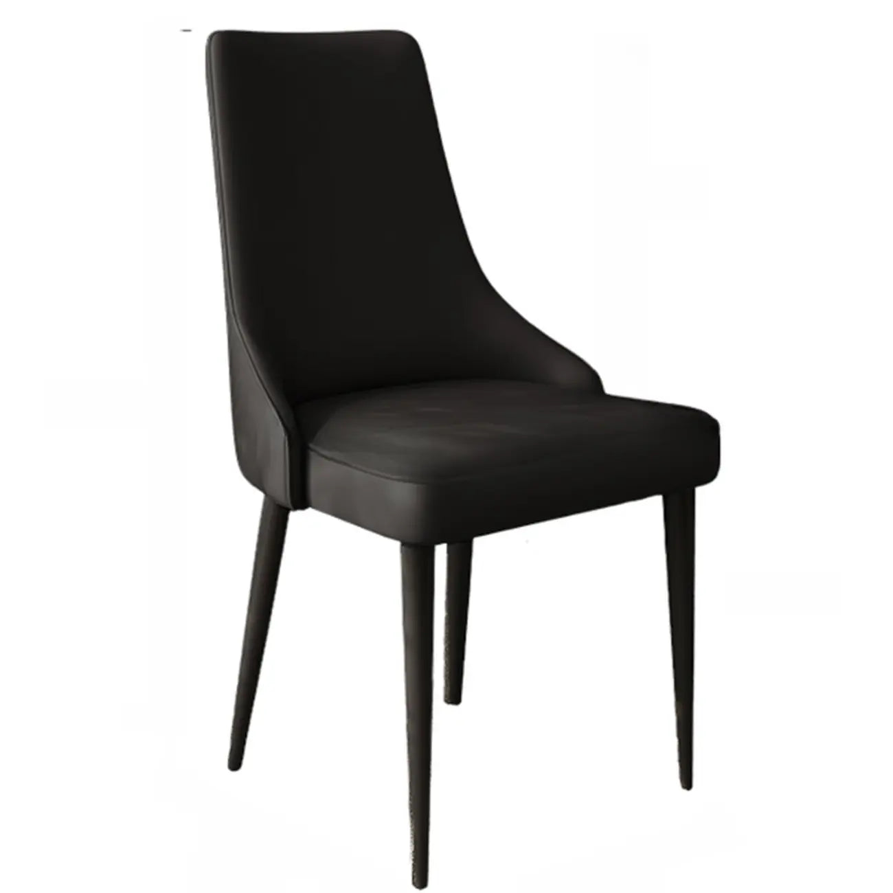 Chaise de salle à manger moderne sans accoudoirs, revêtue de similicuir et à dossier haut