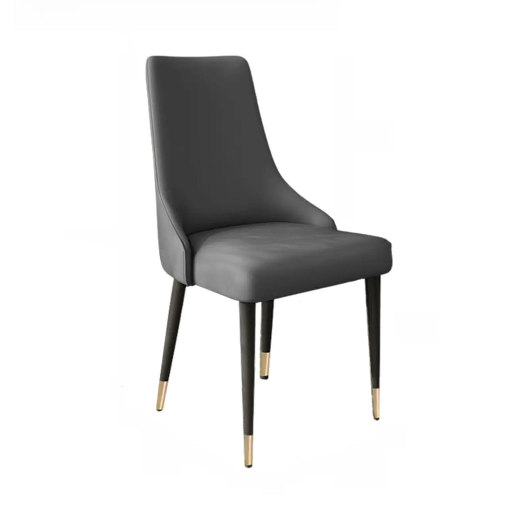 Chaise de salle à manger moderne sans accoudoirs, revêtue de similicuir et à dossier haut