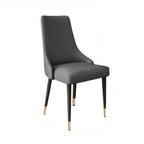 Chaise de salle à manger moderne sans accoudoirs, revêtue de similicuir et à dossier haut