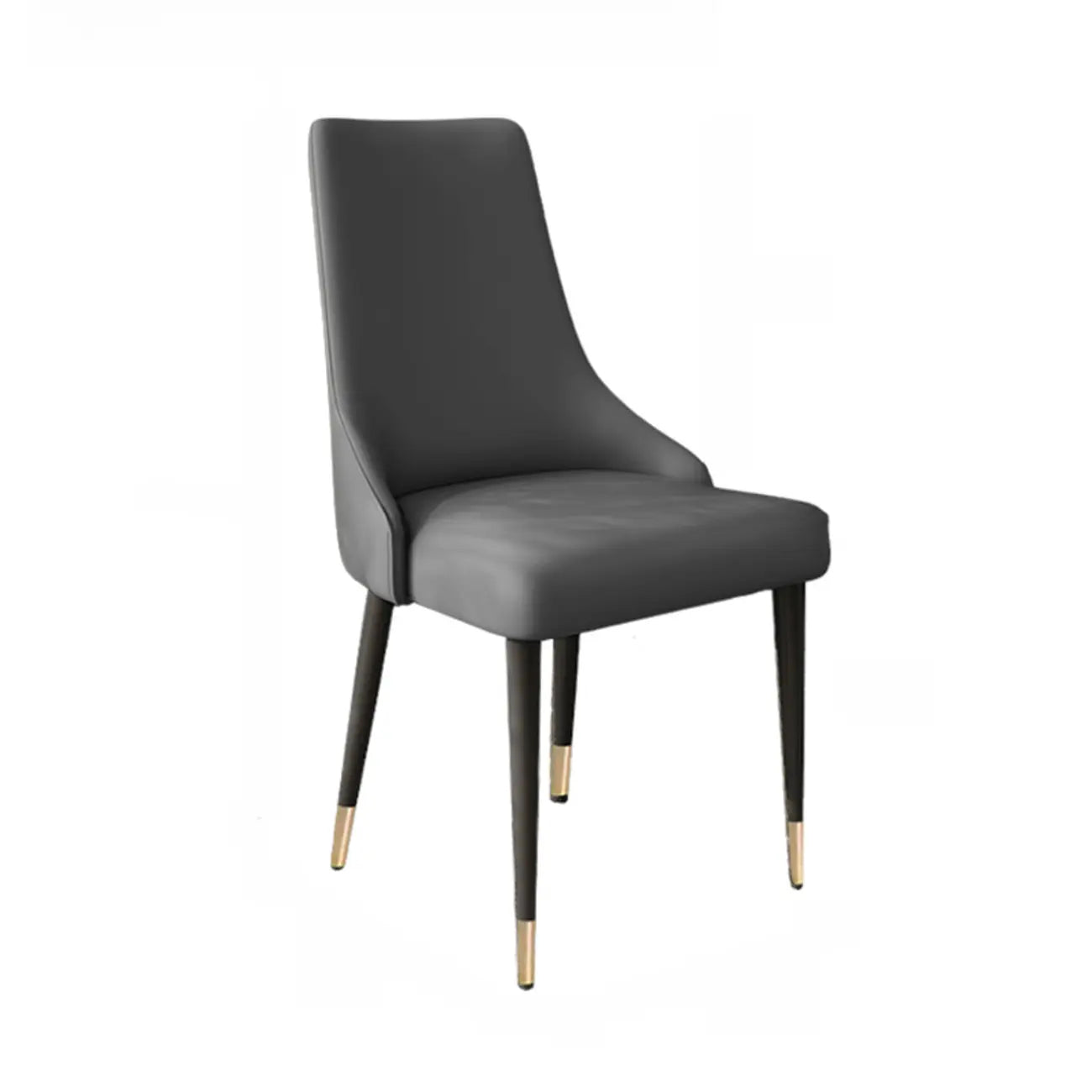 Chaise de salle à manger moderne sans accoudoirs, revêtue de similicuir et à dossier haut