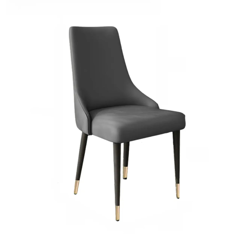 Chaise de salle à manger moderne sans accoudoirs, revêtue de similicuir et à dossier haut