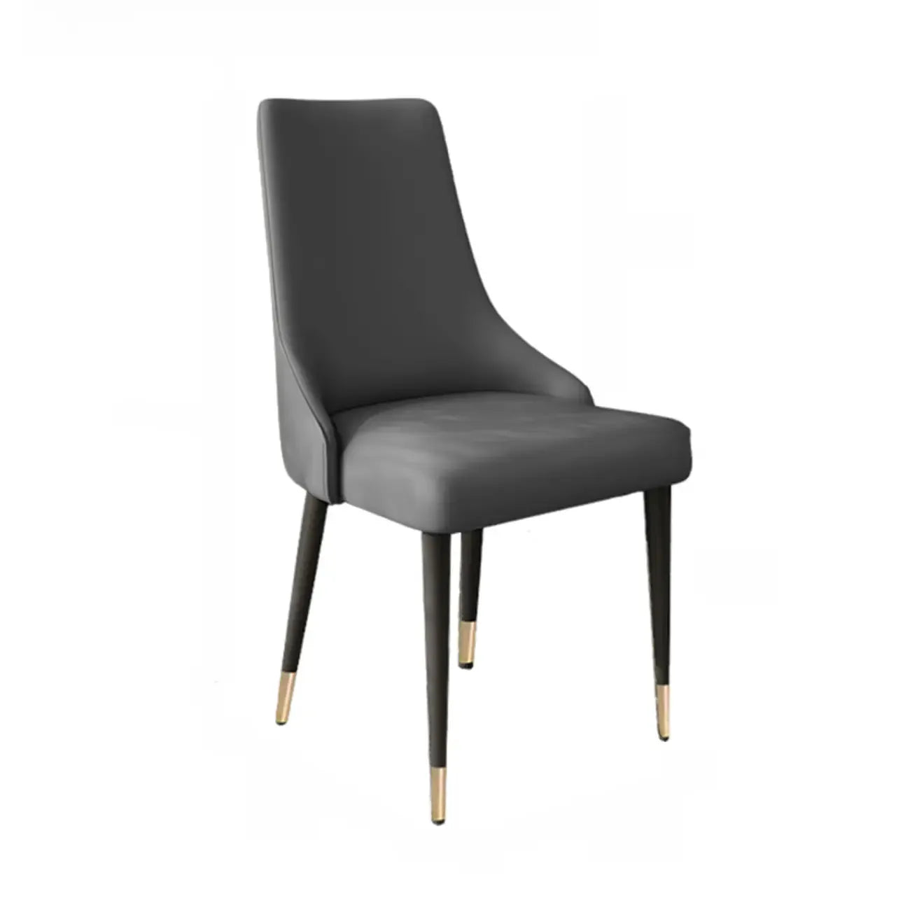 Chaise de salle à manger moderne sans accoudoirs, revêtue de similicuir et à dossier haut