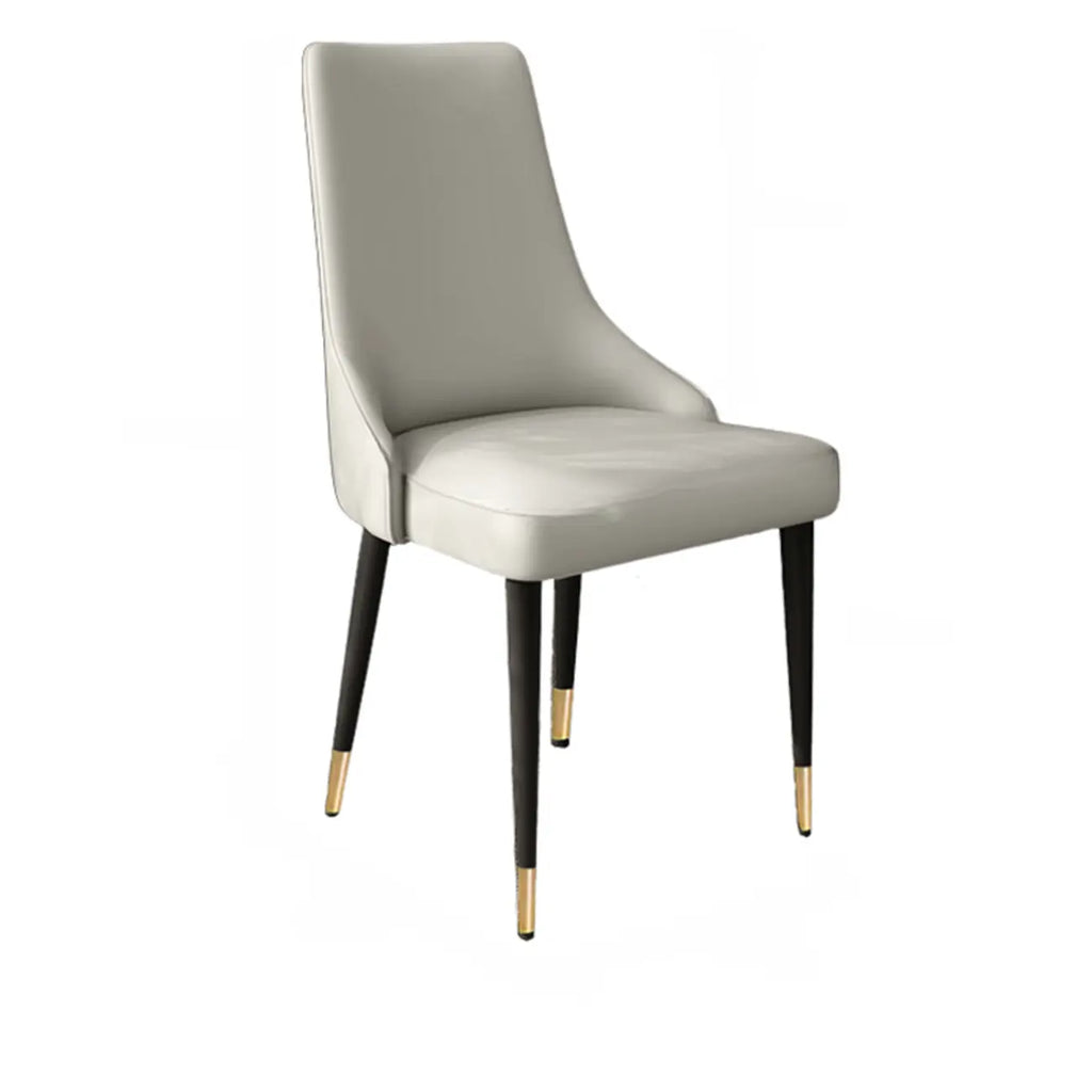 Chaise de salle à manger moderne sans accoudoirs, revêtue de similicuir et à dossier haut