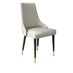 Chaise de salle à manger moderne sans accoudoirs, revêtue de similicuir et à dossier haut