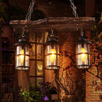 Suspension cylindrique steampunk marron clair pour îlot industriel