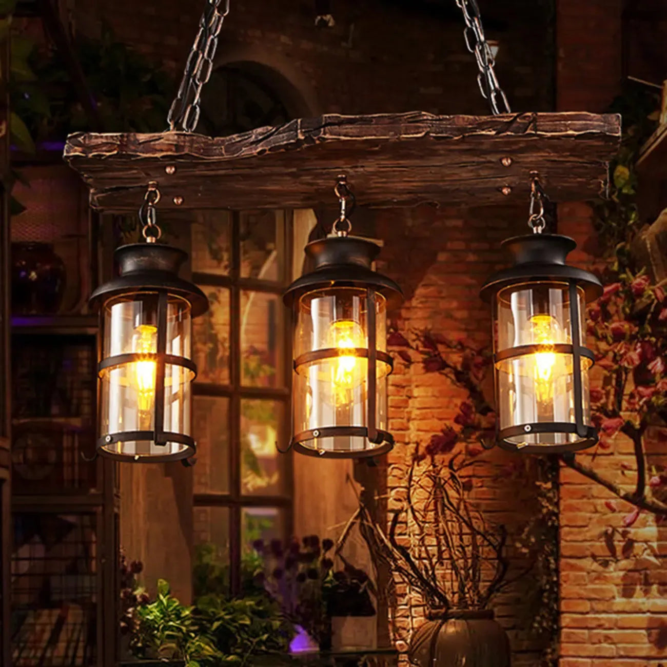 Suspension cylindrique steampunk marron clair pour îlot industriel