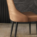 Chaise de salle à manger moderne sans accoudoirs, revêtue de similicuir et à dossier haut
