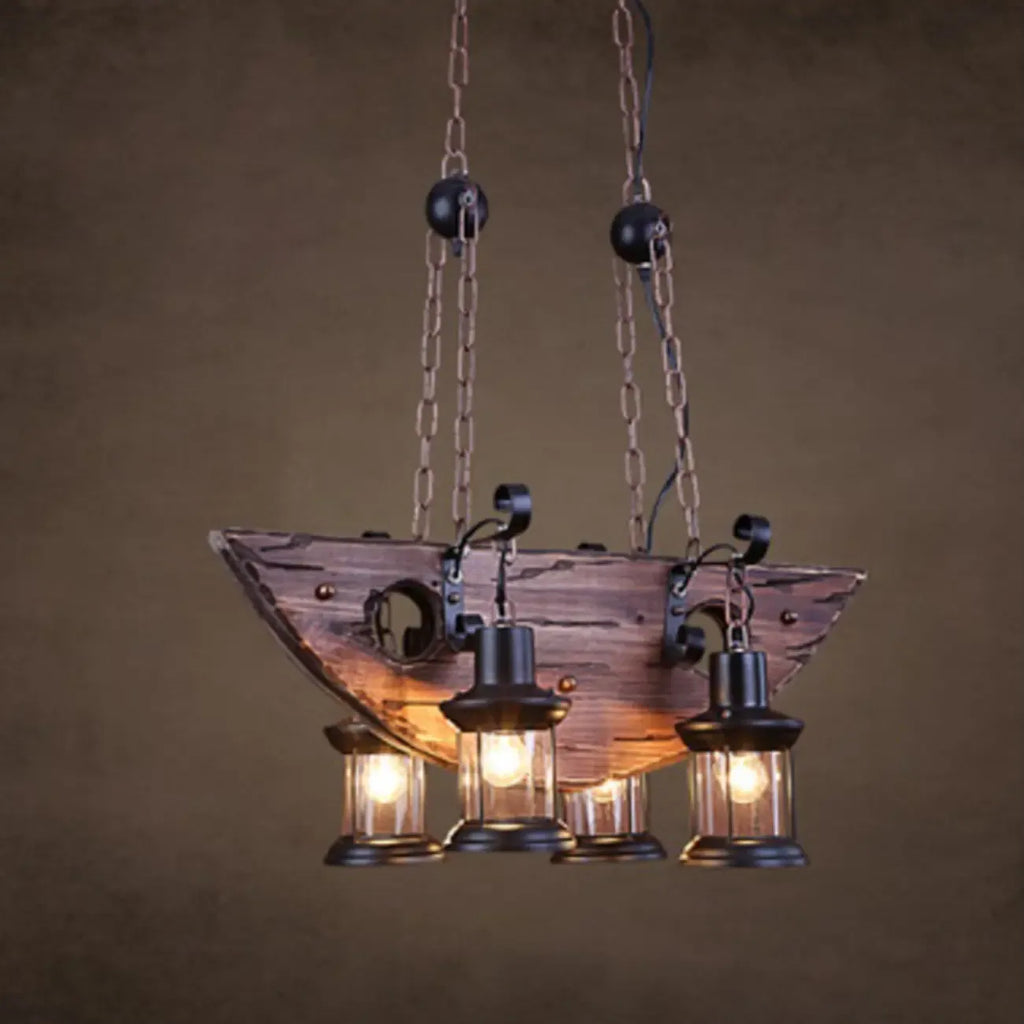 Suspension cylindrique steampunk marron clair pour îlot industriel