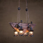 Suspension cylindrique steampunk marron clair pour îlot industriel