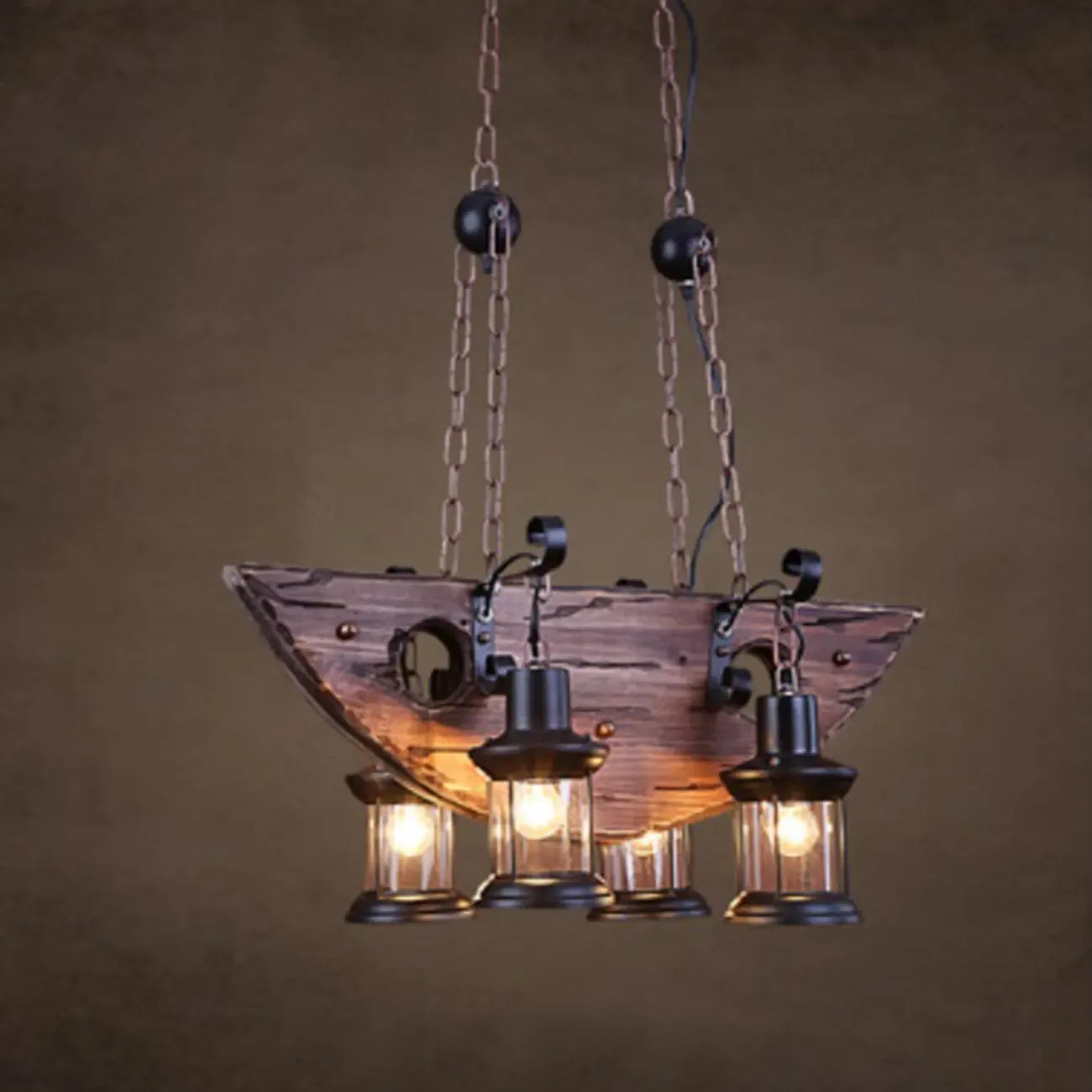 Suspension cylindrique steampunk marron clair pour îlot industriel