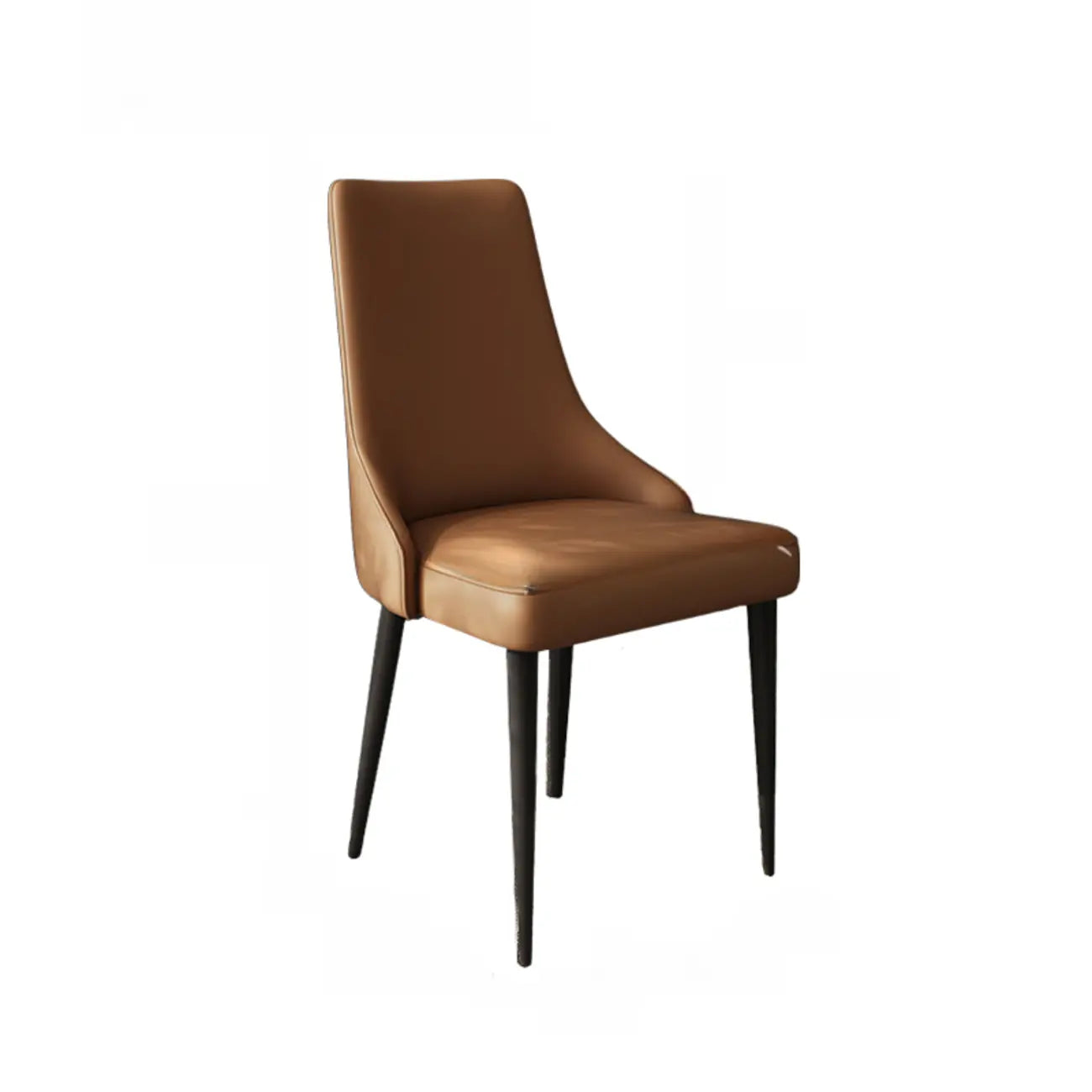 Chaise de salle à manger moderne sans accoudoirs, revêtue de similicuir et à dossier haut
