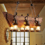Suspension cylindrique steampunk marron clair pour îlot industriel