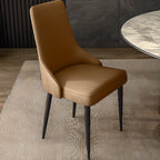 Chaise de salle à manger moderne sans accoudoirs, revêtue de similicuir et à dossier haut