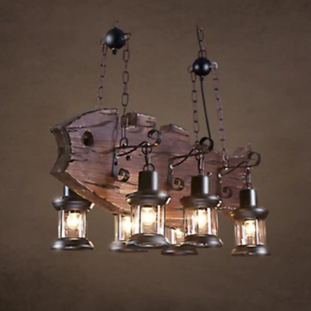 Suspension cylindrique steampunk marron clair pour îlot industriel