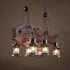 Suspension cylindrique steampunk marron clair pour îlot industriel