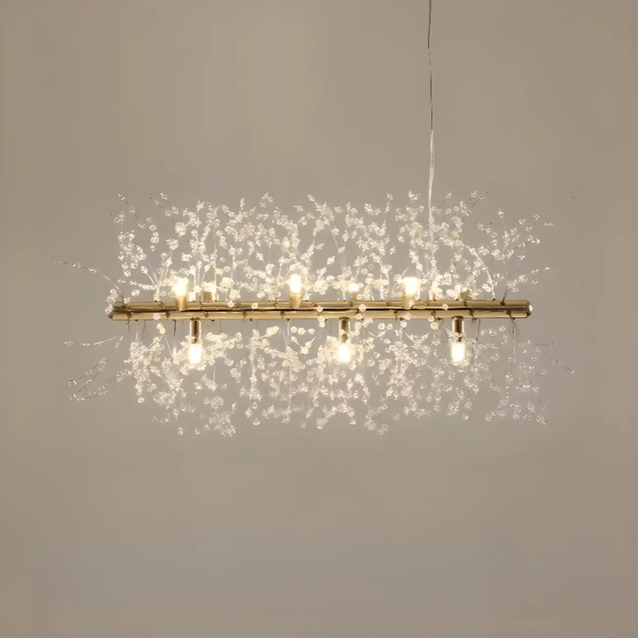 Île lumineuse géométrique en cristal doré, longueur réglable