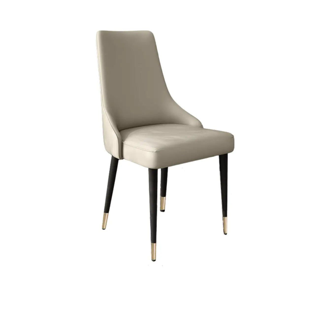 Chaise de salle à manger moderne sans accoudoirs, revêtue de similicuir et à dossier haut
