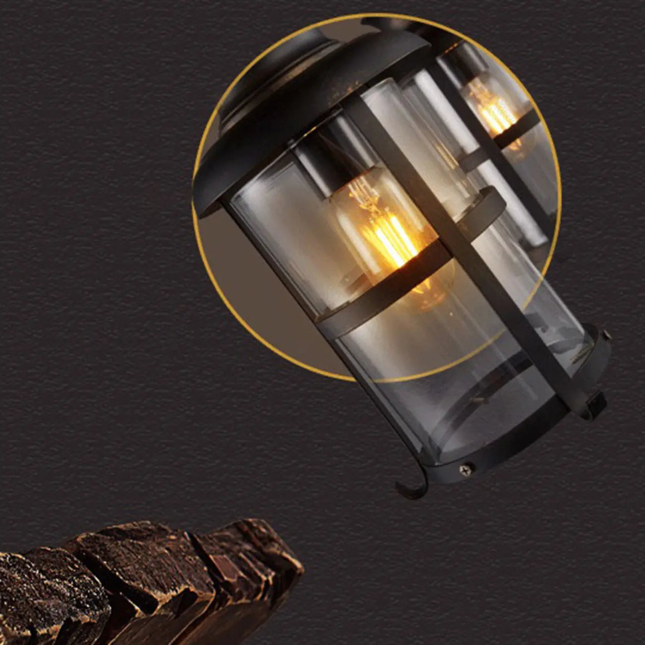 Suspension cylindrique steampunk marron clair pour îlot industriel