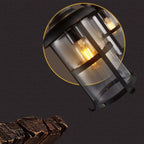 Suspension cylindrique steampunk marron clair pour îlot industriel
