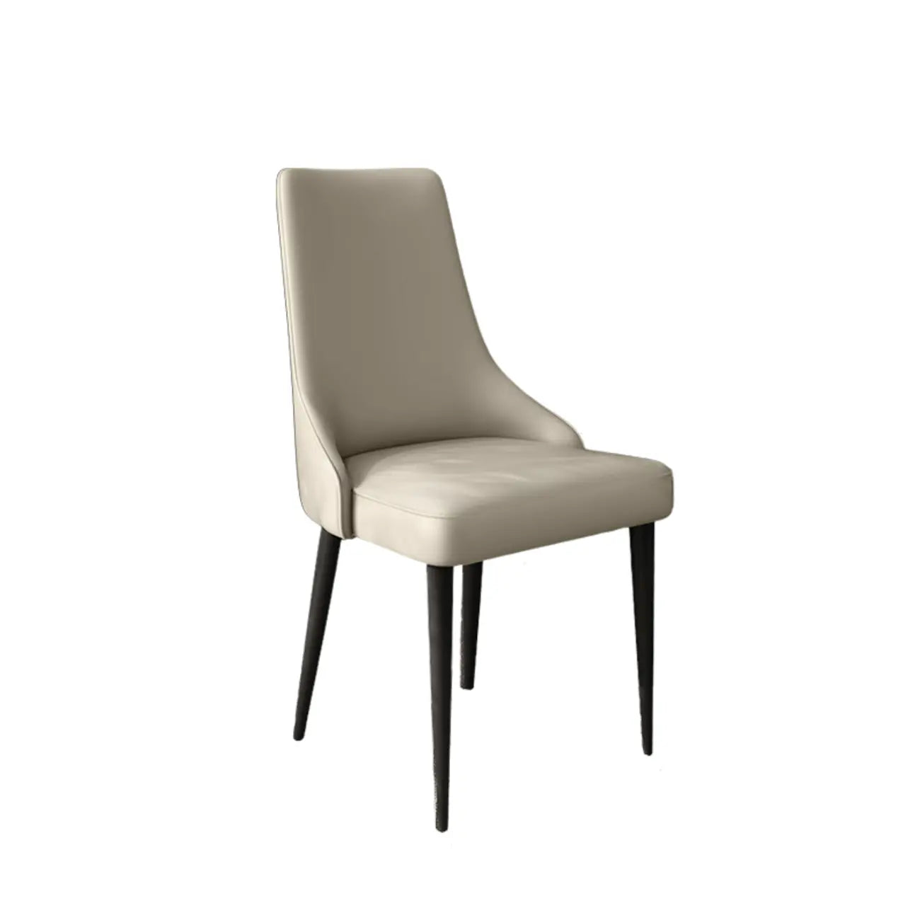 Chaise de salle à manger moderne sans accoudoirs, revêtue de similicuir et à dossier haut