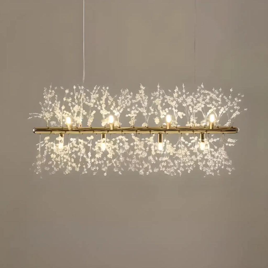 Île lumineuse géométrique en cristal doré, longueur réglable