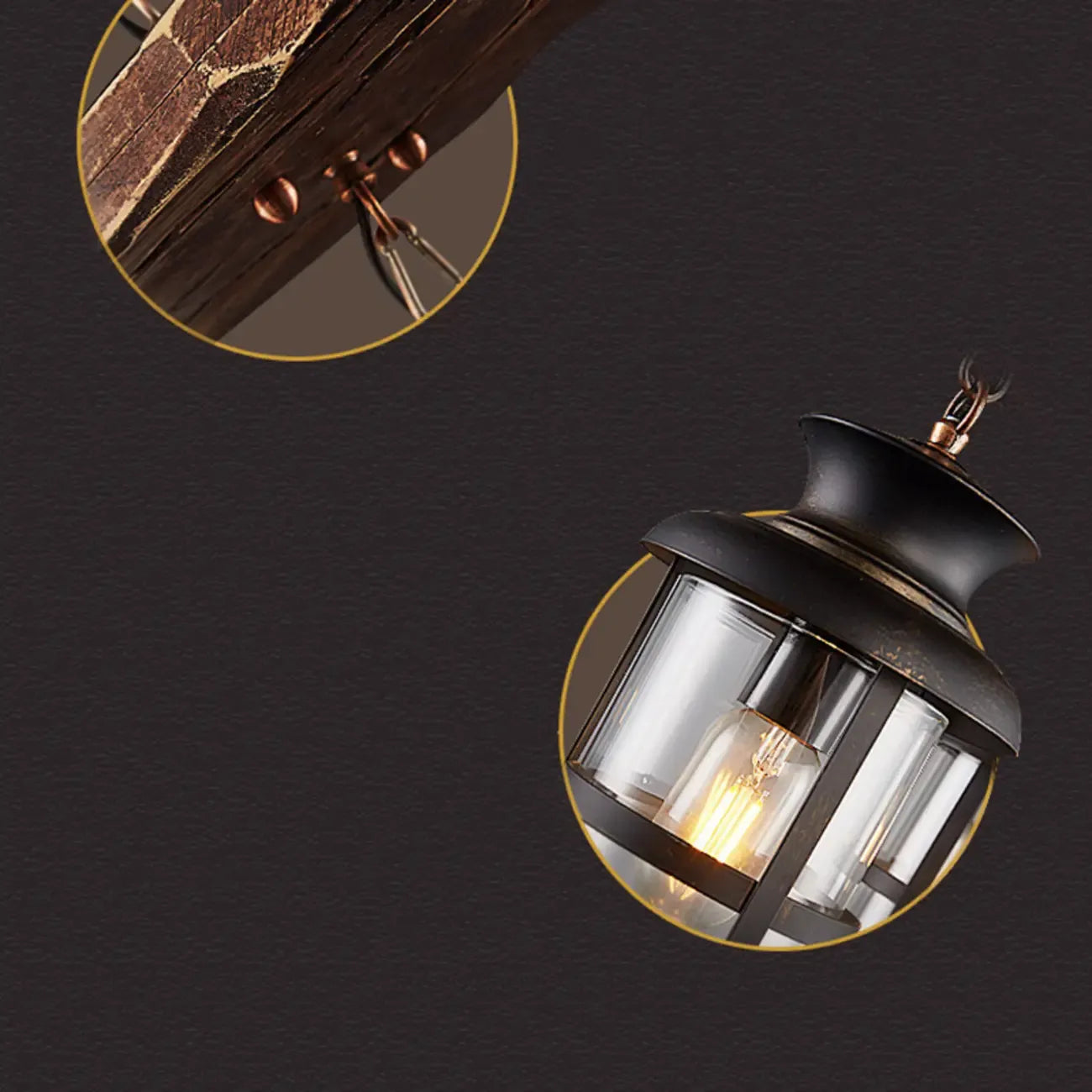 Suspension cylindrique steampunk marron clair pour îlot industriel