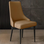 Chaise de salle à manger moderne sans accoudoirs, revêtue de similicuir et à dossier haut
