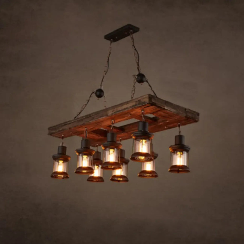 Suspension cylindrique steampunk marron clair pour îlot industriel