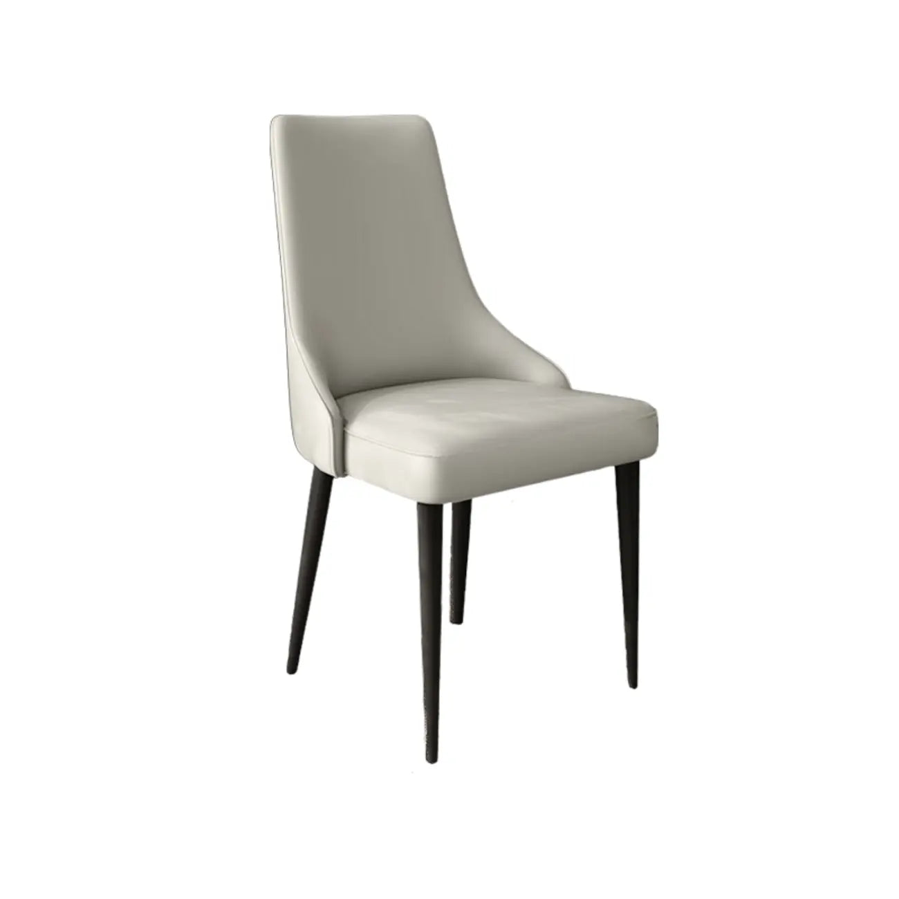 Chaise de salle à manger moderne sans accoudoirs, revêtue de similicuir et à dossier haut
