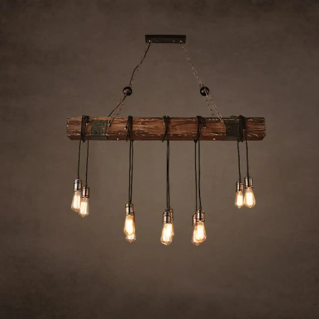 Suspension cylindrique steampunk marron clair pour îlot industriel