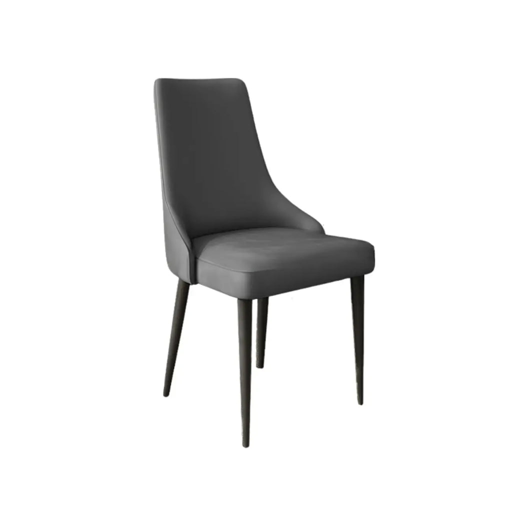 Chaise de salle à manger moderne sans accoudoirs, revêtue de similicuir et à dossier haut