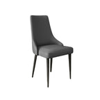 Chaise de salle à manger moderne sans accoudoirs, revêtue de similicuir et à dossier haut