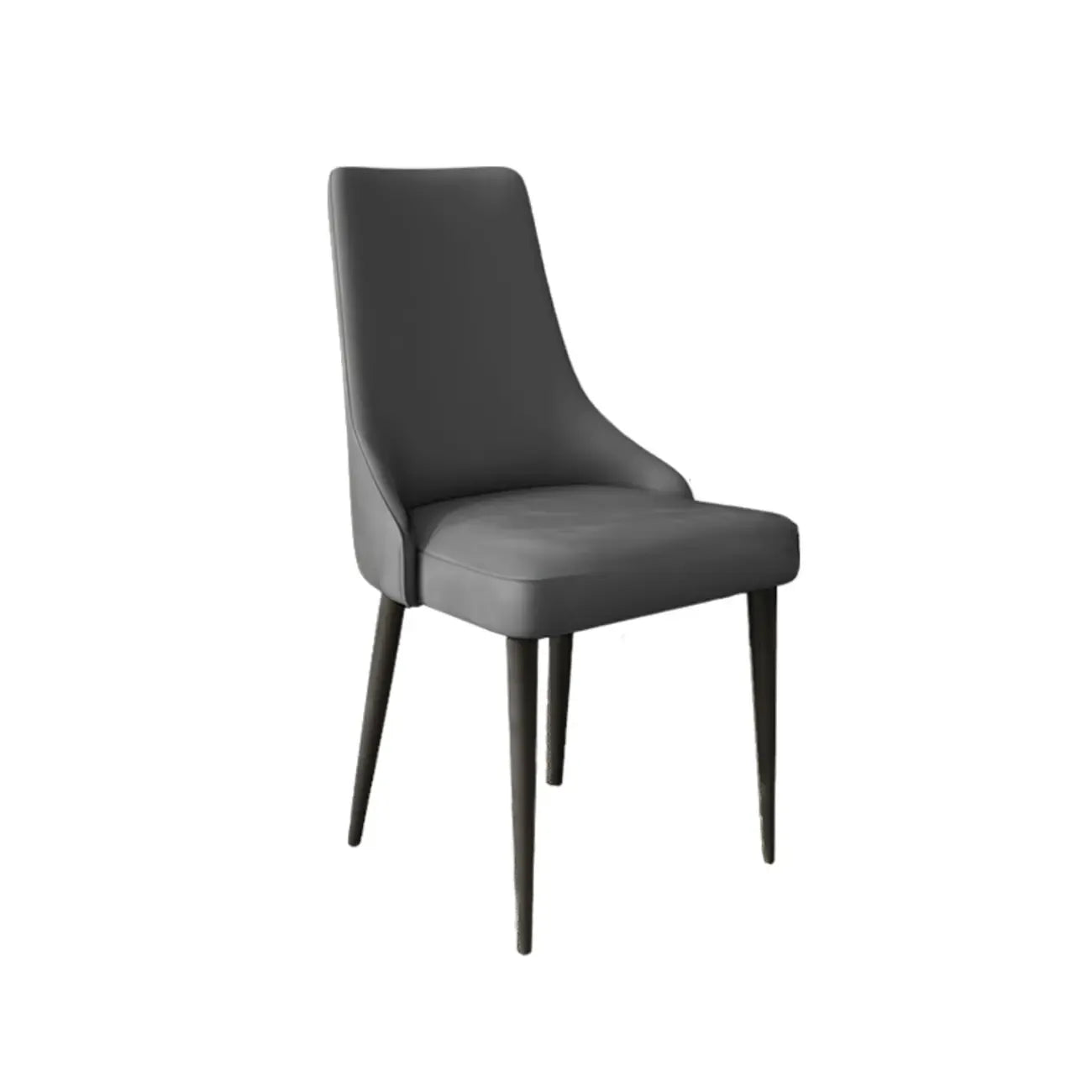 Chaise de salle à manger moderne sans accoudoirs, revêtue de similicuir et à dossier haut