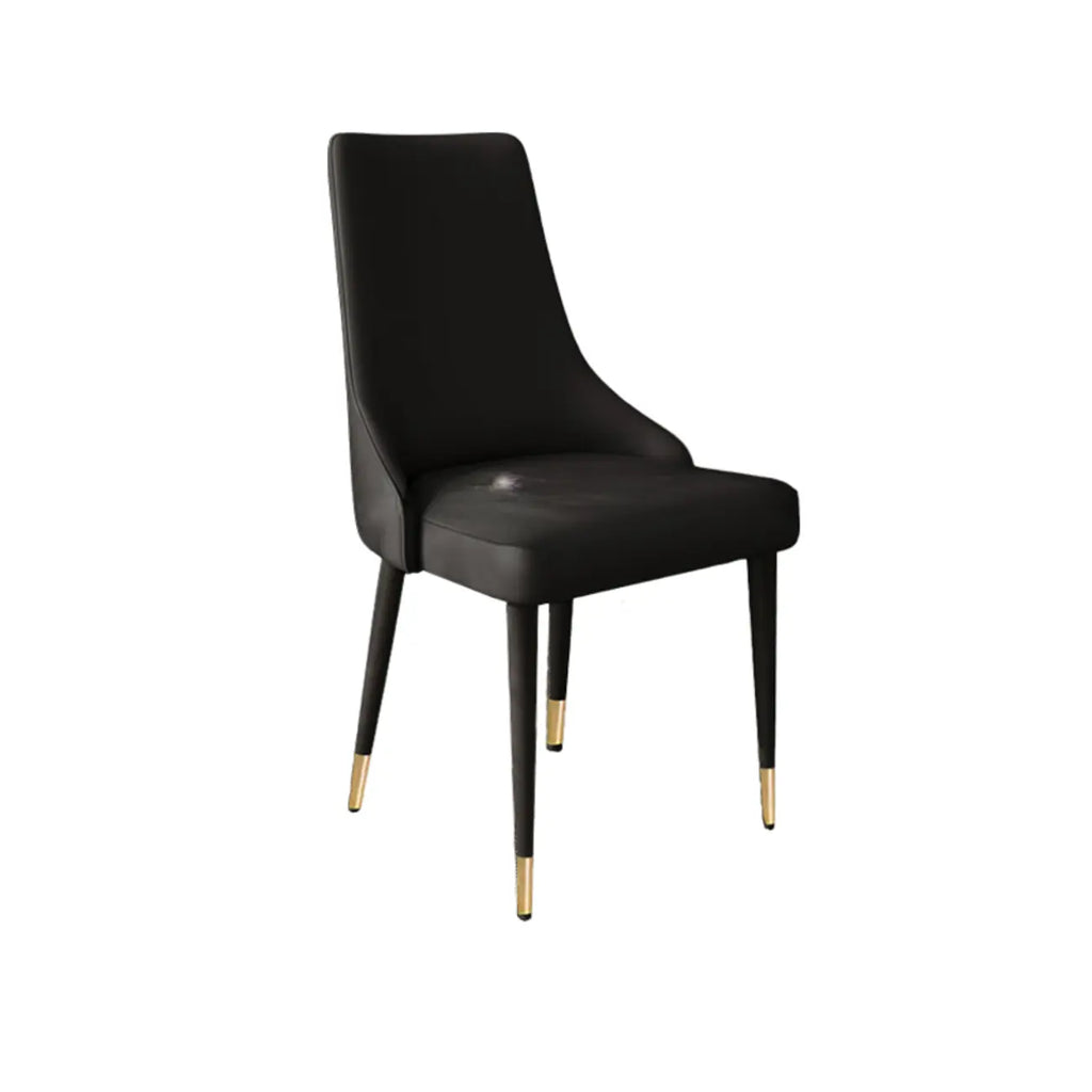 Chaise de salle à manger moderne sans accoudoirs, revêtue de similicuir et à dossier haut