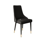Chaise de salle à manger moderne sans accoudoirs, revêtue de similicuir et à dossier haut