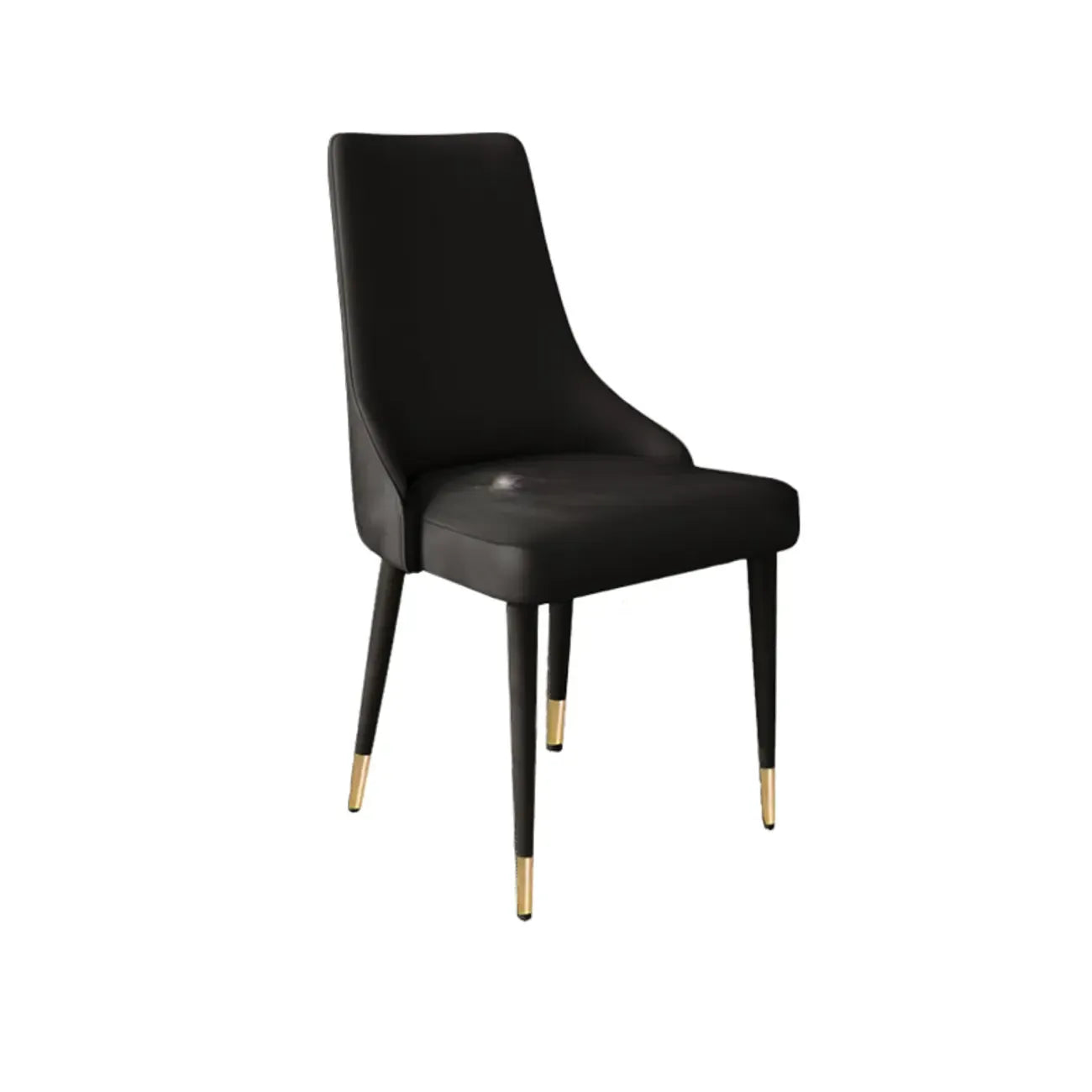 Chaise de salle à manger moderne sans accoudoirs, revêtue de similicuir et à dossier haut