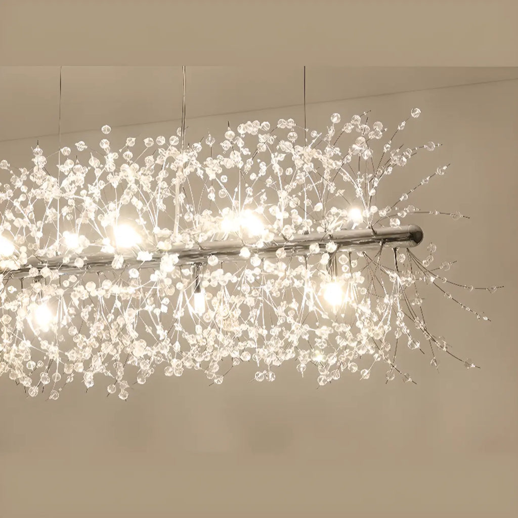 Île lumineuse géométrique en cristal doré, longueur réglable