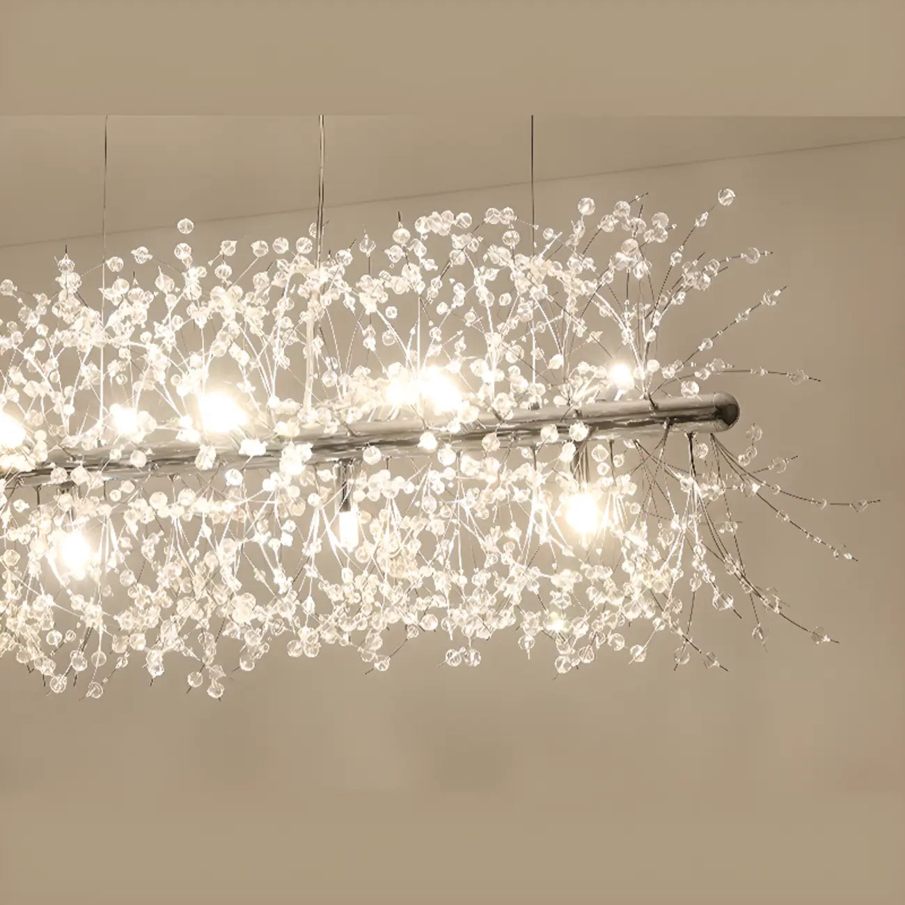 Île lumineuse géométrique en cristal doré, longueur réglable