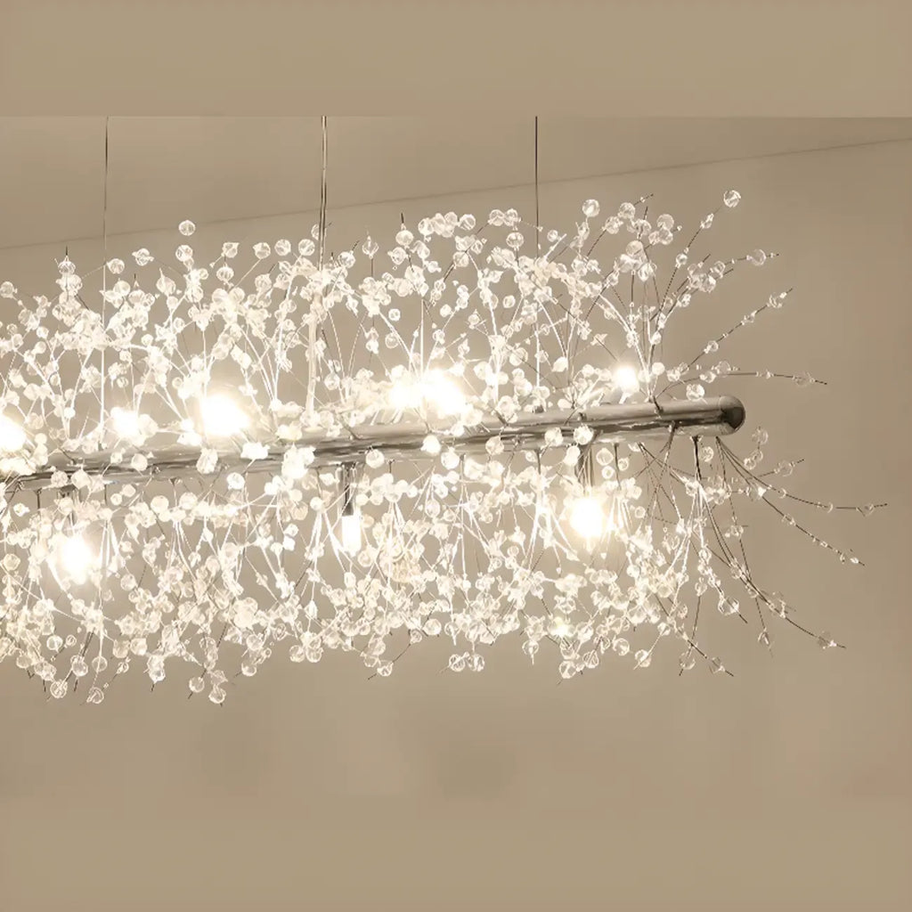 Île lumineuse géométrique en cristal doré, longueur réglable